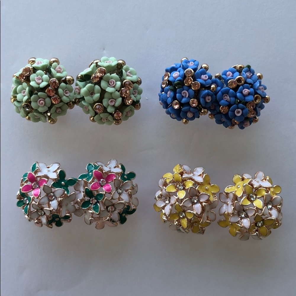 NWOT FLOWER FLORAL STUD CLIP ON POST BACK EARRINGS